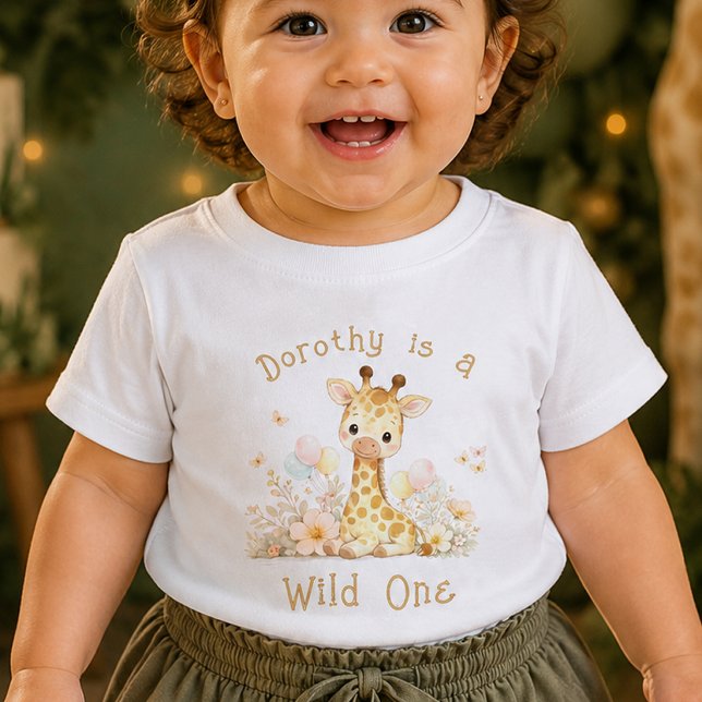Camiseta de Bebê Personalizada Nome Wild One 1º An (Criador carregado)