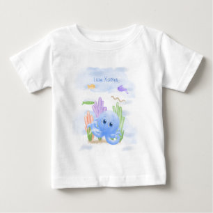 Camiseta de Bebê Polvo Azul Pequeno