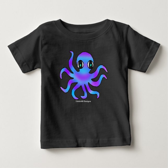Camiseta de Bebê - polvo azul violeta (vívido) (Frente)