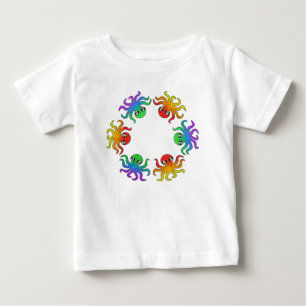 Camiseta de Bebê - Polvo Gradiente (branco)