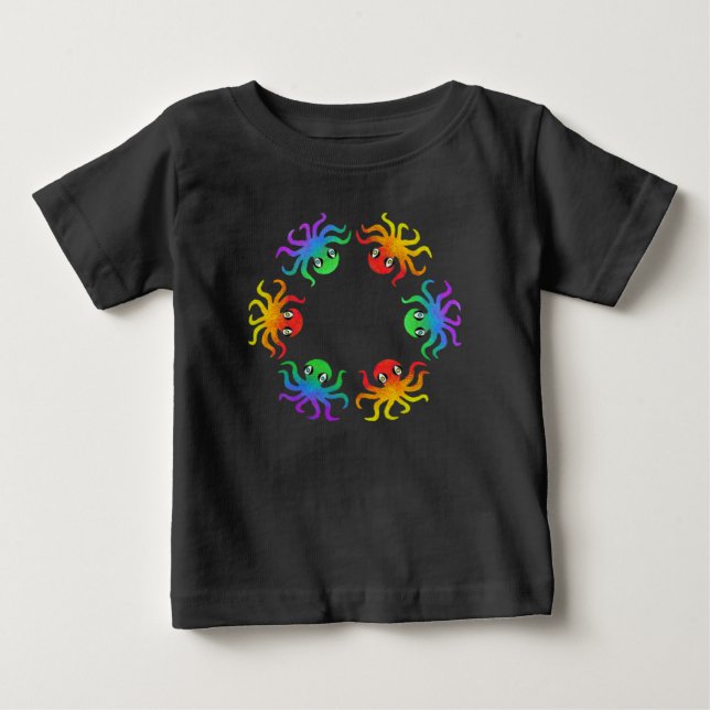 Camiseta de Bebê - Polvo Gradiente (vívido) (Frente)