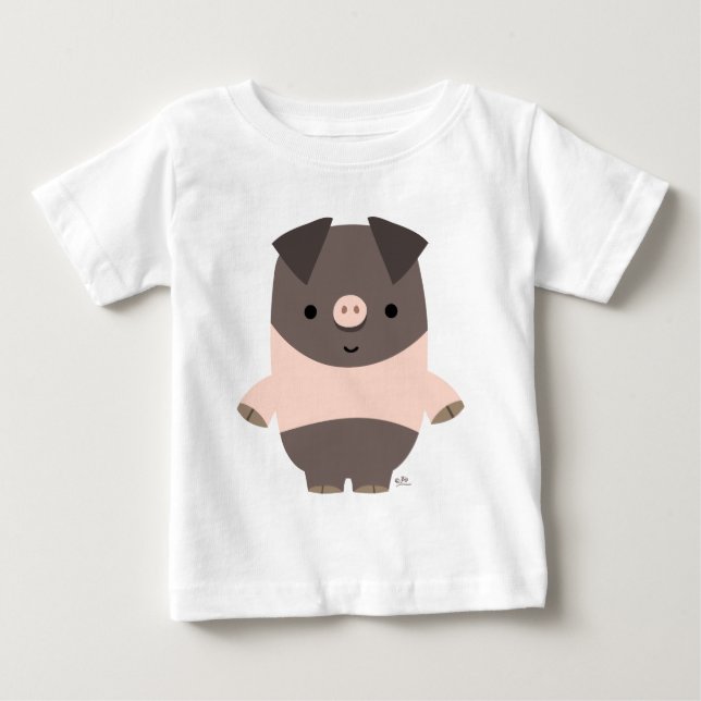 Camiseta de bebê porquinho, um belo desenho (Frente)