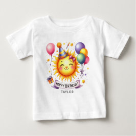 Camiseta de Bebê Sunshine Feliz Aniversário Nome P