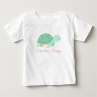 Camiseta de Bebê Tartaruga Kawaii Fofa "Lento mas
