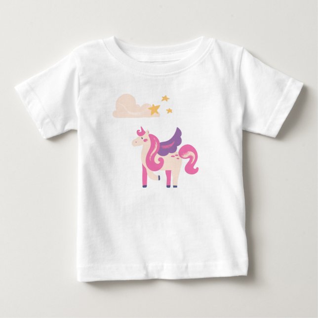 Camiseta de Bebê Unicórnio Rosa Fofa (Frente)