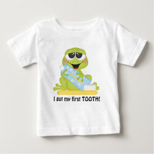 Camiseta de bebé unissex da minha primeira dentinh