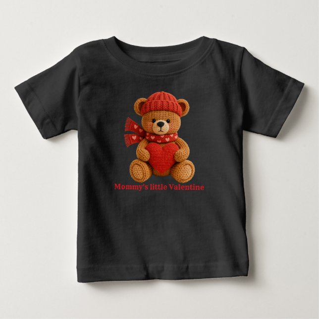 camiseta de bebê ursinho valentine fofa (Frente)