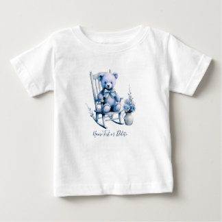Camiseta de Bebê Urso Azul Aquarela