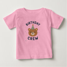 Camiseta de bebê urso da turma de aniversário