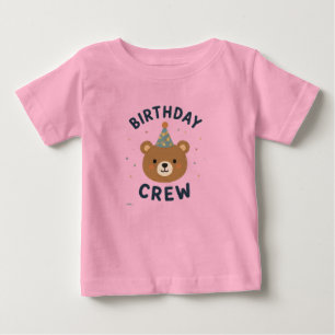 Camiseta de bebê urso da turma de aniversário