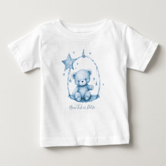 Camiseta de Bebê Urso de Pelúcia Azul (Frente)