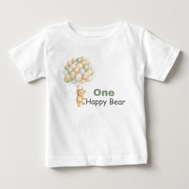 Camiseta de Bebê Urso Feliz (Frente)