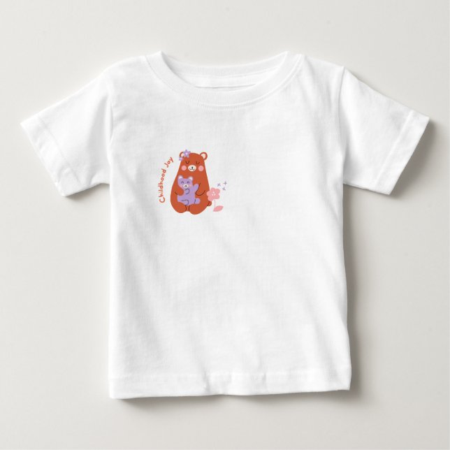 Camiseta de Bebê Urso Fofo Alegria da Infância (Frente)