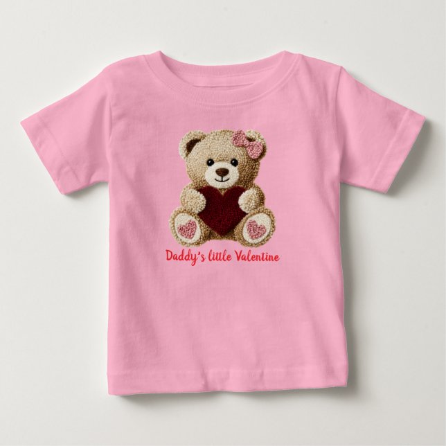 camiseta de bebê urso fofo primeiro dia dos namora (Frente)