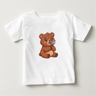 Camiseta de Bebê Urso Teddy Kawaii Fofa com Bolhas