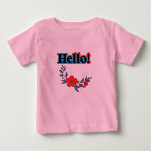 Camiseta de Bebê Verão Olá Com Flor