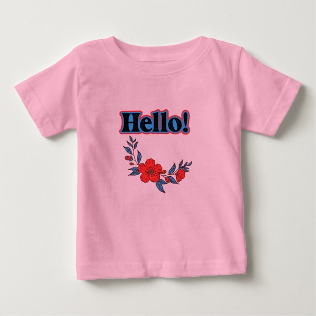 Camiseta de Bebê Verão Olá Com Flor (Frente)