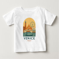 Camiseta de Bebê Vintage Veneza Itália – Arte de V