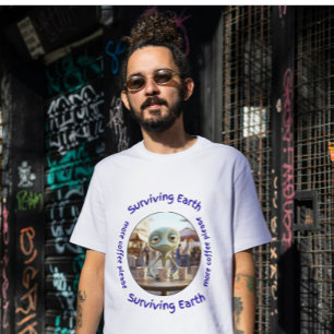 Camiseta de bebendo de café com Alienígena terrest