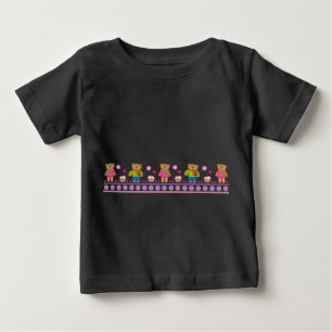 Camiseta de bebês de animais com ursos e polkadots