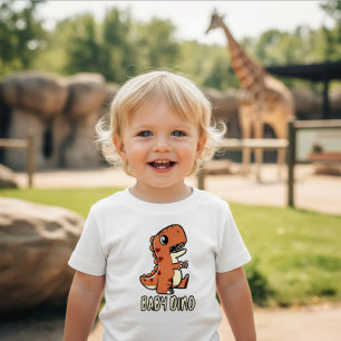 Camiseta de Bebêzinha Laranja Fofa de Dinossauro 