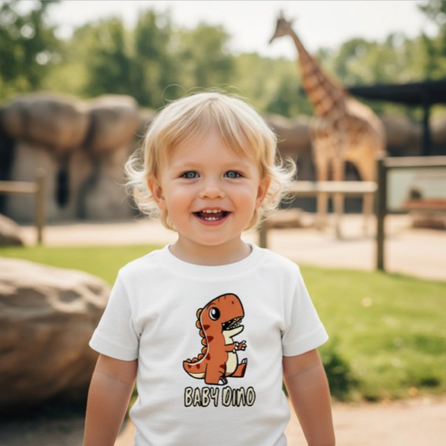 Camiseta de Bebêzinha Laranja Fofa de Dinossauro  (Criador carregado)