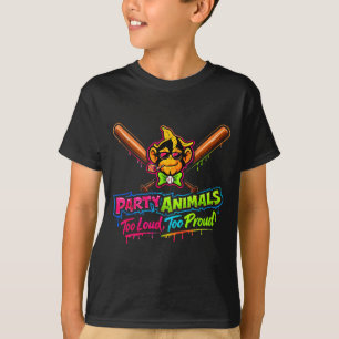 Camiseta de beisebol dos animais da festa
