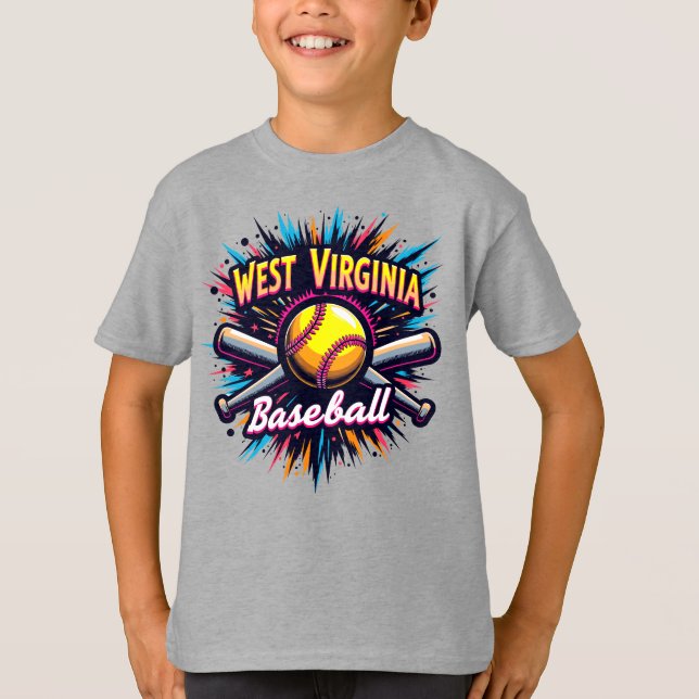 Camiseta de beisebol infantil West Virginia (Frente)