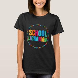 Camiseta de Bibliotecário Escolar Colorido Arco-Ír