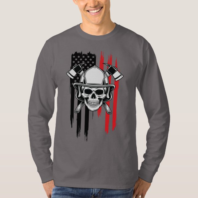 Camiseta de Bombeiro Caveira Masculina (Frente)