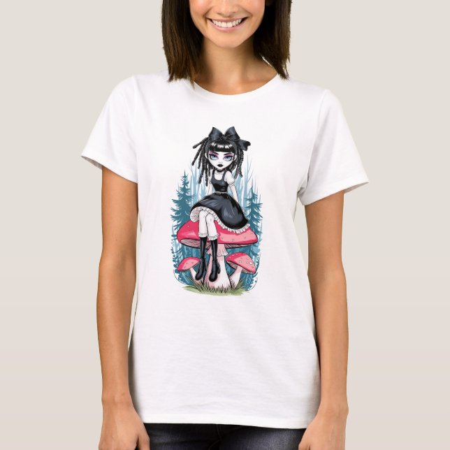 Camiseta de boneca Voodoo Gothic de Halloween, Tee (Frente)