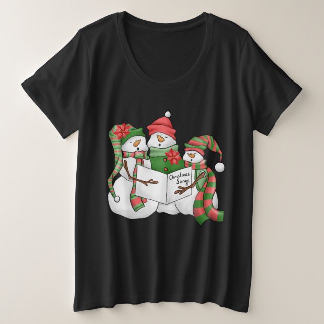 Camiseta de boneco de neve, de tamanho superior (Frente do Design)