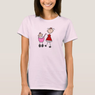Camiseta de Boneco de Palito de Mãe e Bebê