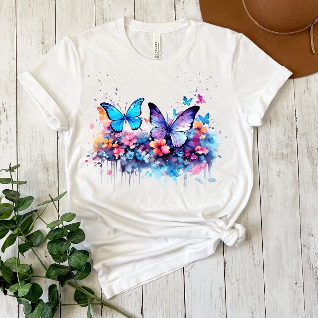 Camiseta de Borboleta Desenhada com Aquarela (Criador carregado)