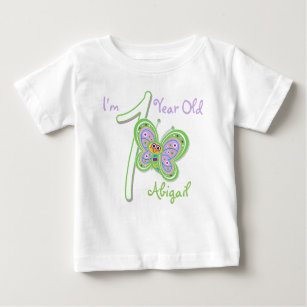 Camiseta de borboleta para bebê de primeiro aniver