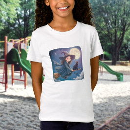 Camiseta de Bruxa Fofa com Gato