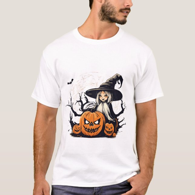 Camiseta de bruxas e abóbora Demon Halloween (Frente)