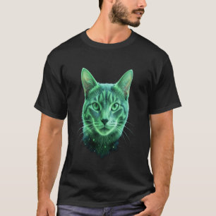 Camiseta de Cabeça de Gato Bioluminescente Brilhan