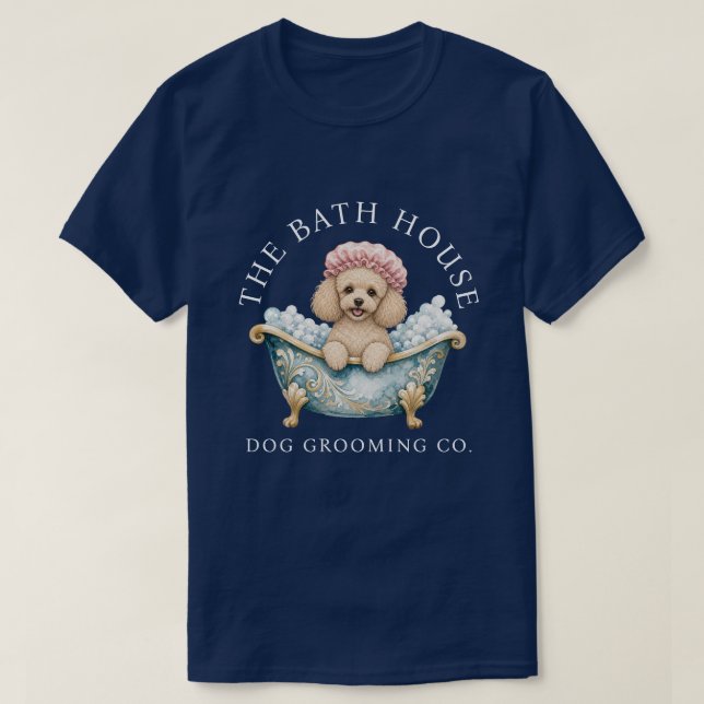 Camiseta de Cabelereiro de Cachorro Poodle Miniatu (Frente do Design)