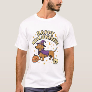 Camiseta de Cachorro Bruxa Dachshund Feliz Dia das