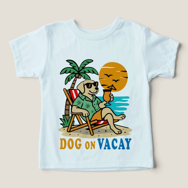 Camiseta de Cachorro Engraçado de Férias | Verão F (Design frontal)