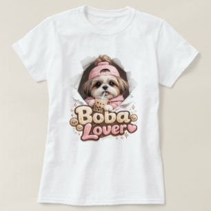 Camiseta de Cachorro Fofo Kawaii Shih Tzu Amante d