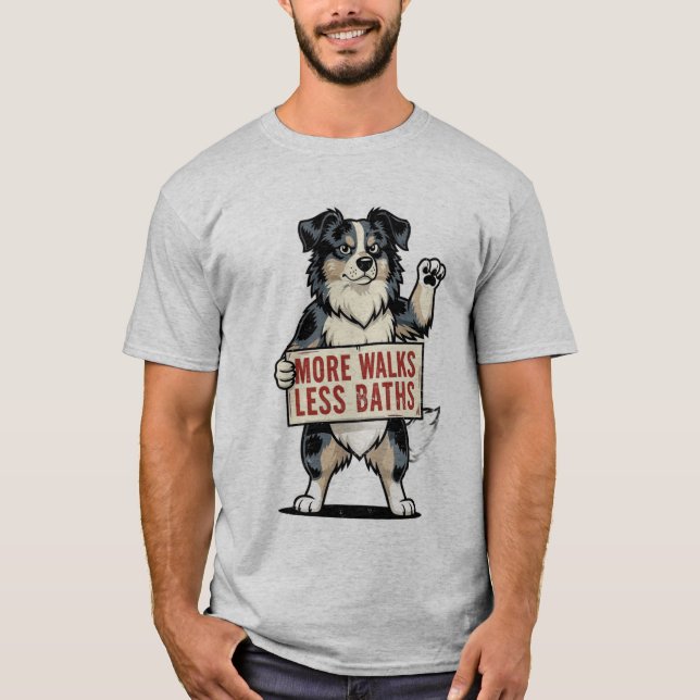 Camiseta de Cachorro Mais Passeios Menos Banhos (Frente)