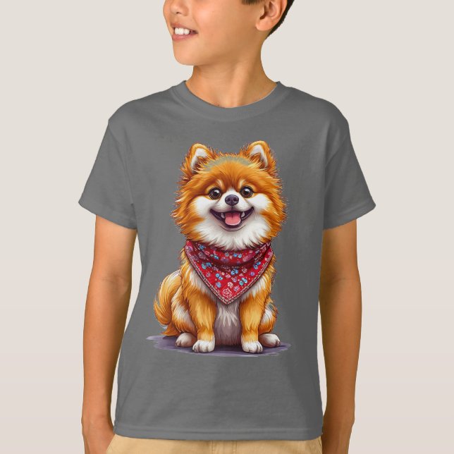 Camiseta de Cachorro Pomerânia Fofo Presente para  (Frente)