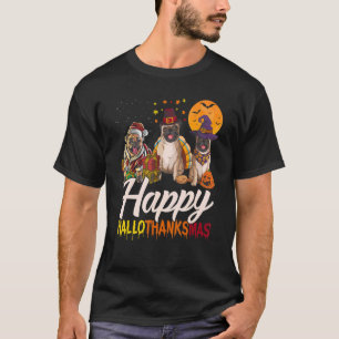 Camiseta de Cachorro Pug Feliz Hallothanksmas Hall