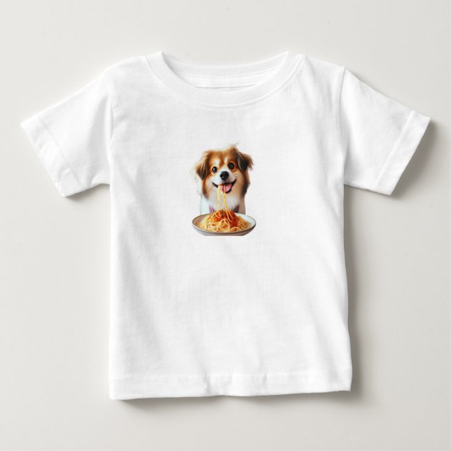 camiseta de cachorro que ama espaguete (Frente)