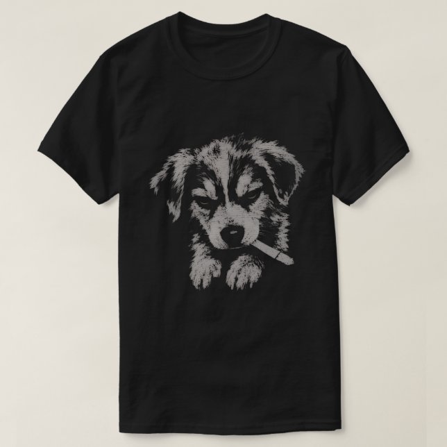 Camiseta de Cachorro Rebelde com Cigarro (Frente do Design)