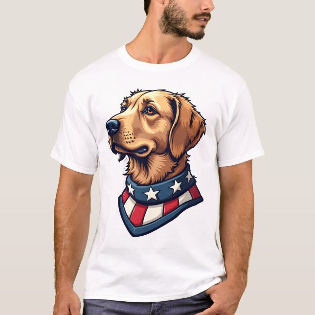 Camiseta de Cachorro Vintage com Mascote Retriever (Frente)