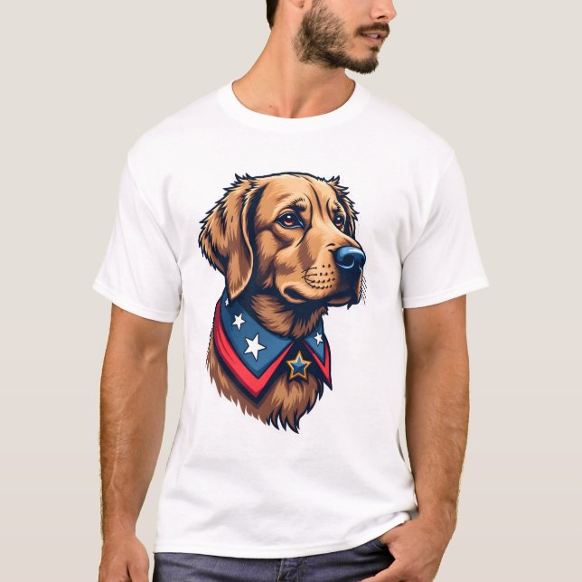 Camiseta de Cachorro Vintage com Mascote Retriever (Frente)