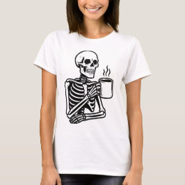 Camiseta de café com esqueleto assustador - Queda 
